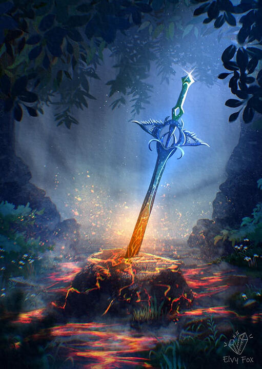 Fantasy illustration of the magic sword