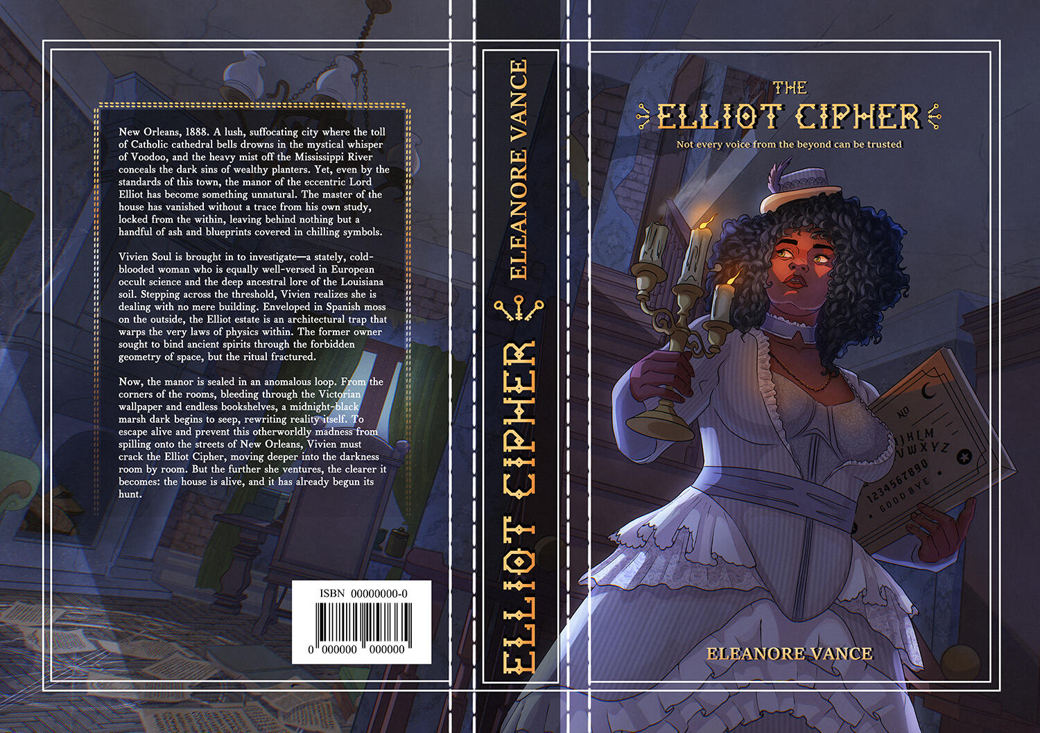 Elliot cipher book cover design Book cover design for a dark mystery detective novel